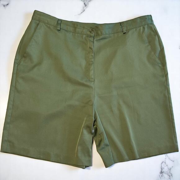 Vintage Lily's of Beverly Hills Green Shorts Plus Sz 18 Golf High Waist Pockets - Picture 1 of 9